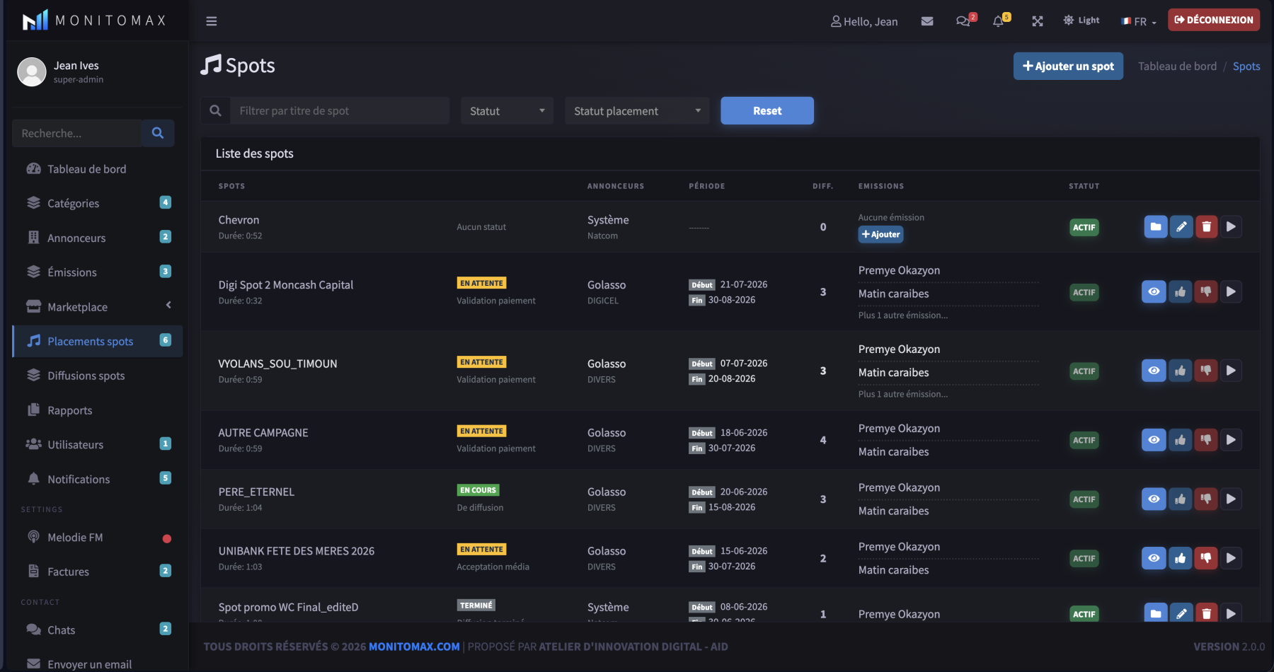 Monitomax dashboard